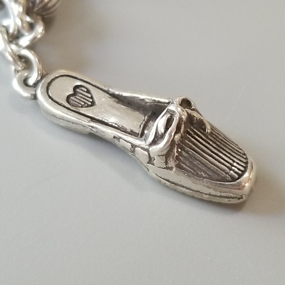 Brighton "SHOE LOVE" Detailed Silver Sandal, Slide, & Loafer 6-Charm Bracelet 👠 - Picture 10 of 16